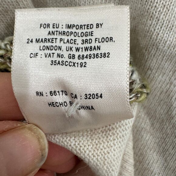 Anthropologie Moth Sweater Womens Small Beige Multi Patchwork Knit Pullover - Picture 9 of 9
